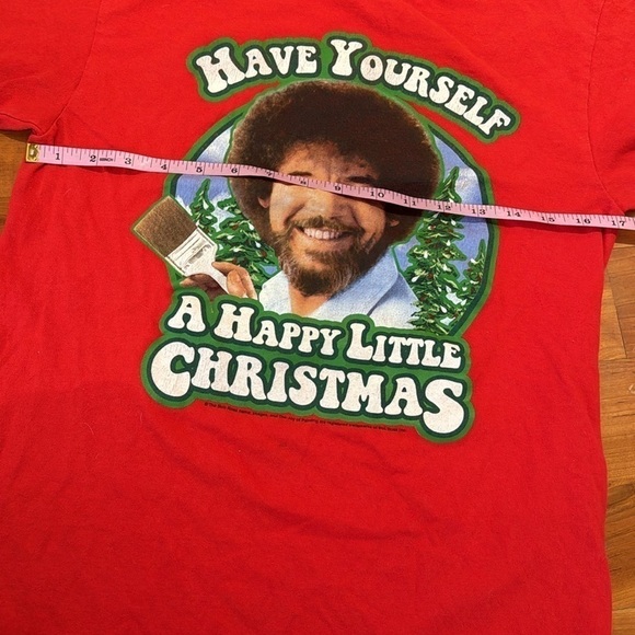 Bob Ross happy little Christmas tee T-shirt casual top trees size small womens S - Picture 3 of 5